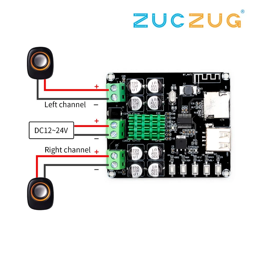 VHM 302 DC12 24V TPA3116D2 50 Вт + Bluetooth 4 0 усилитель плата с U диск TF карта плеер 302|Интегральные