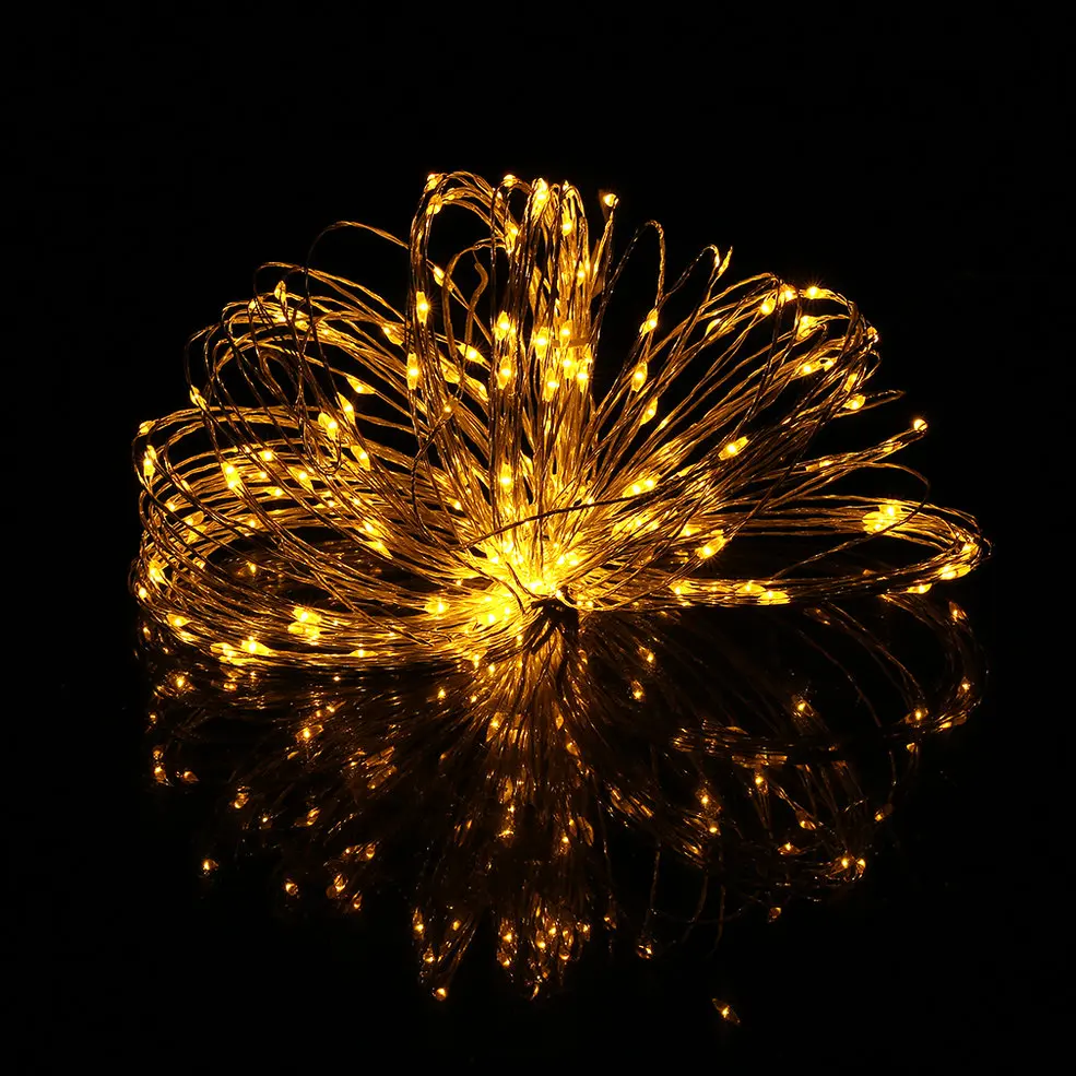 

5PCS YELLOW Shine Light 10M/33FT 100LED Silver Wire String Fairy Light 12V For Christmas Wedding Party