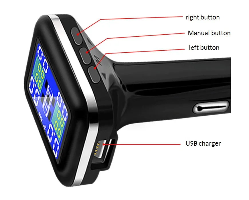 Profession Auto Wireless Universal TPMS Tire Pressure Sensor Tire Pressure Monitoring System with USB socket show temperature