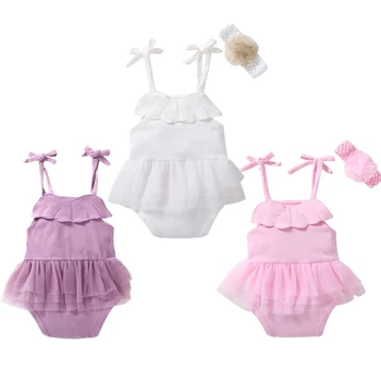 

Summer Cute Baby Rompers Girls Clothes Baby Sling Dress Princess Lace Triangle Jumpsuits Package Fart Garment