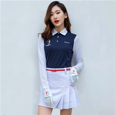 Дышащая рубашка для гольфа, Женская Осенняя рубашка с длинным рукавом, женская спортивная рубашка с отложным воротником, хлопковая одежда для гольфа D0698 - Цвет: As picture 5