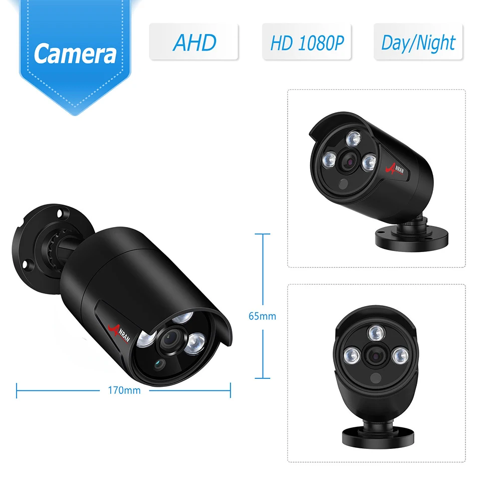 ANRAN CCTV 2.0MP 8CH HD AHD DVR Kit 3000TVL 1080P 3 массива ИК камера для ночного отдыха домашняя