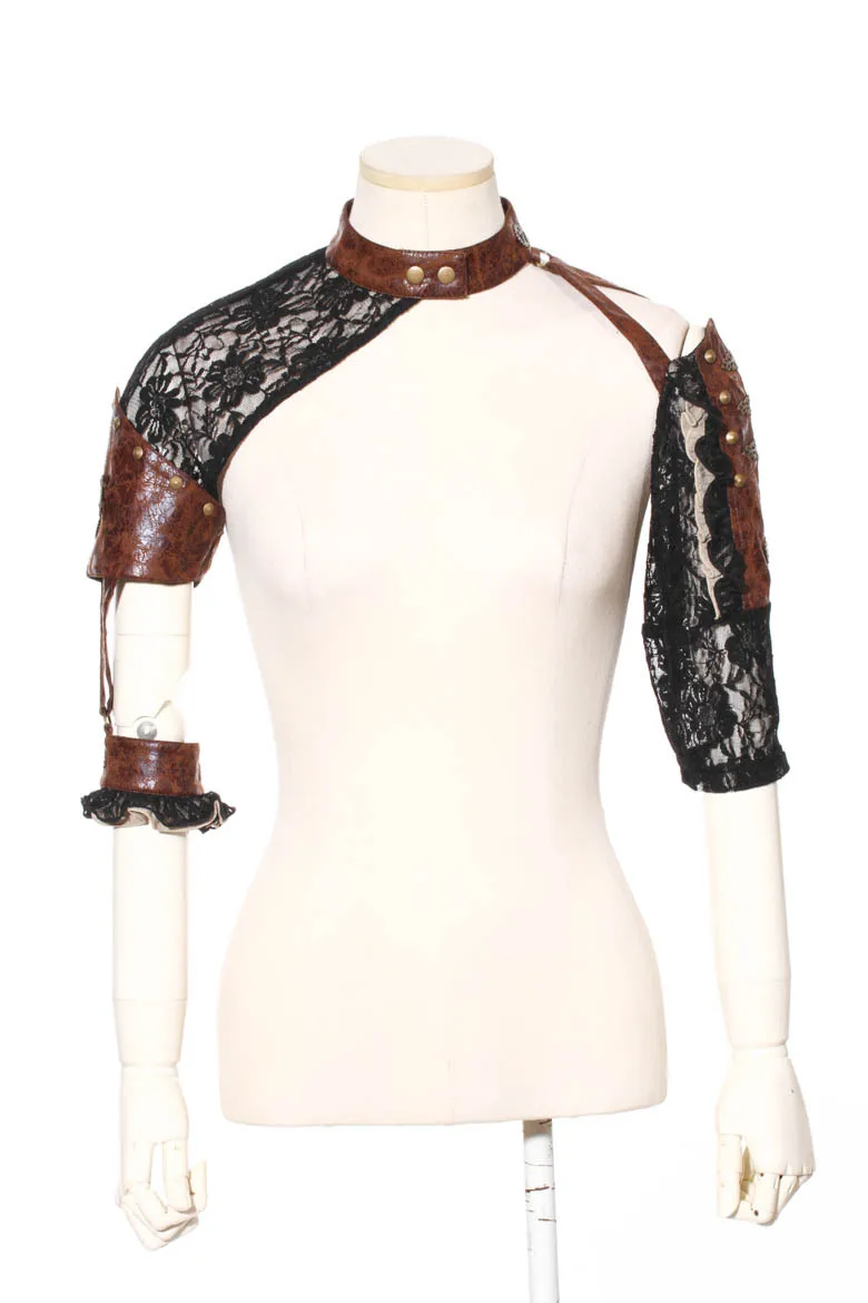 rq bl Vampire leather lace shrug steampunk arm warmer sp142in Arm