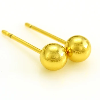 

3pairs Wholsale Solid Ball Earrings Yellow Gold Filled Womens Girls Stud Earrings Smooth Round