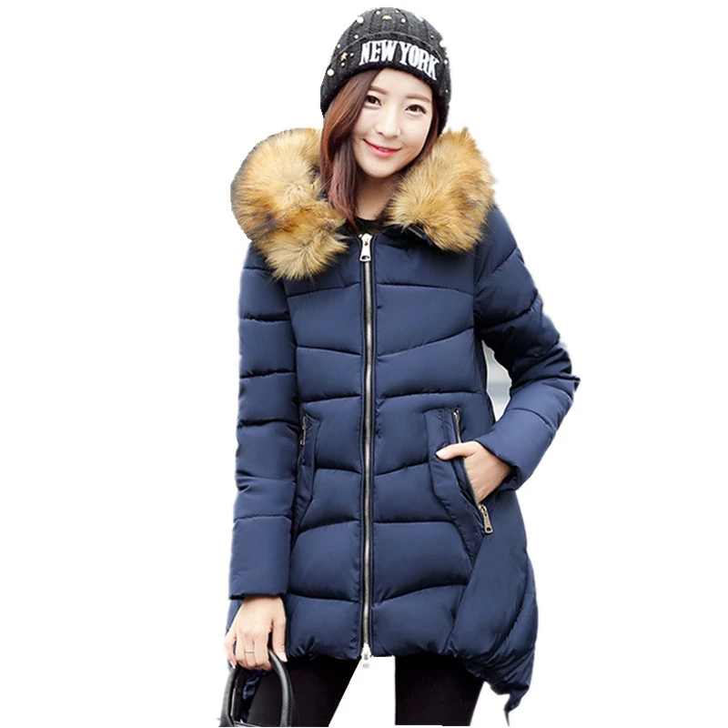 

Plus Size Women Winter Jacket and Coat 2016 New Fashion Long Hooded Down Cotton Jacket Thick Warm Female Wadded Jacket W277