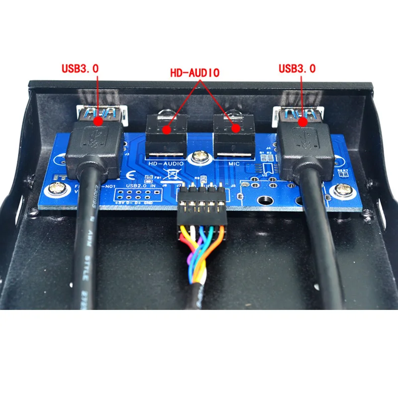 Usb 3.0 Hub Splitter para pc Fone de Ouvido Mic Interface Painel Frontal Suporte Adaptador Áudio hd 35 mm 20 Pin 35 Floppy Bay Port - Imagem 4