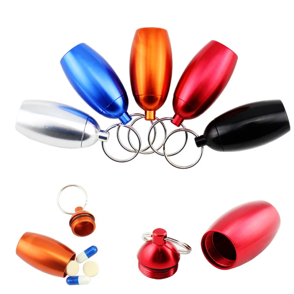 

Portable EDC Aluminum Pill Box Bottle Medicine Storage Case Waterproof Keychain Container