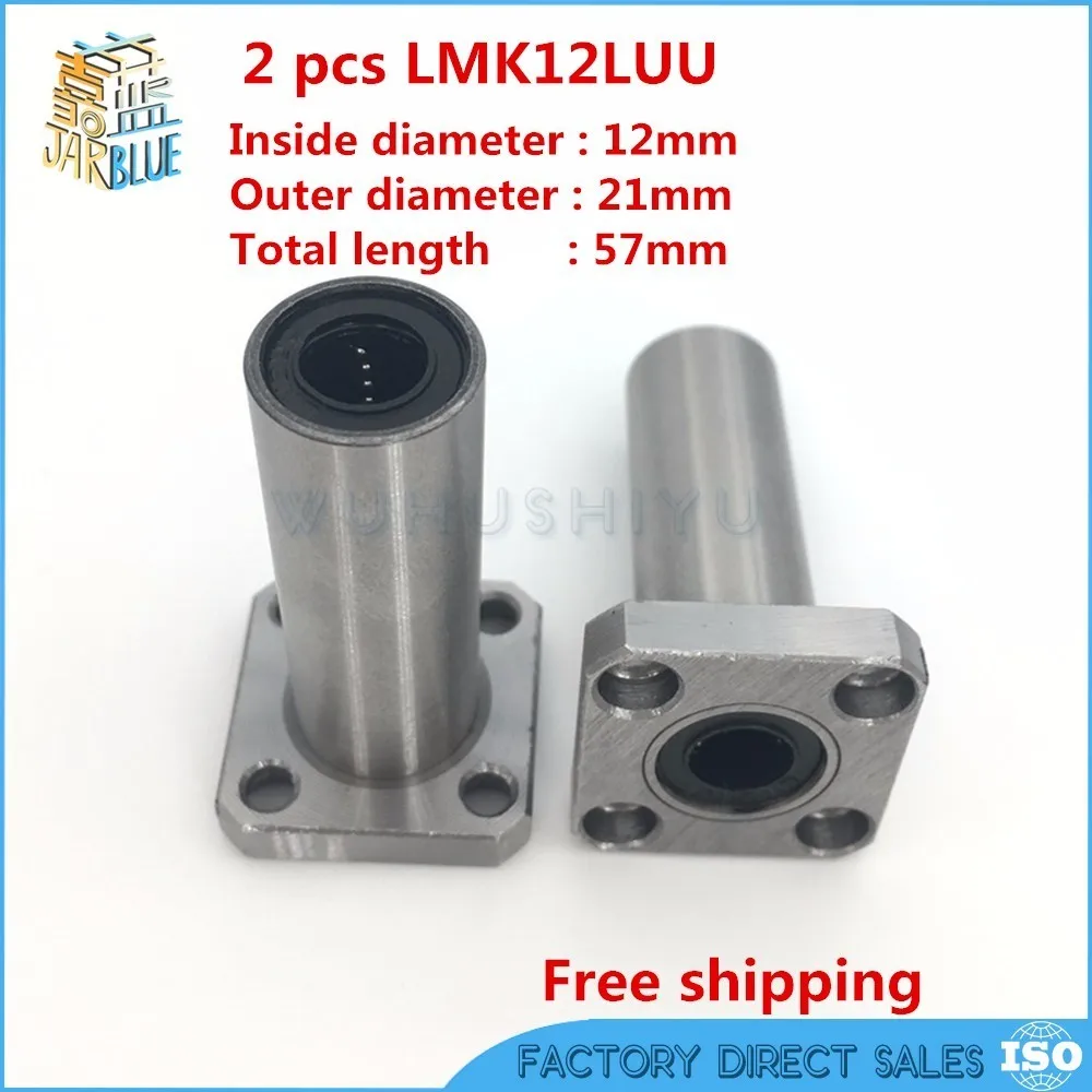 3D принтер 2 шт./лот LMK12LUU 12 мм длинный круглый фланцевый Линейный шарикоподшипник с