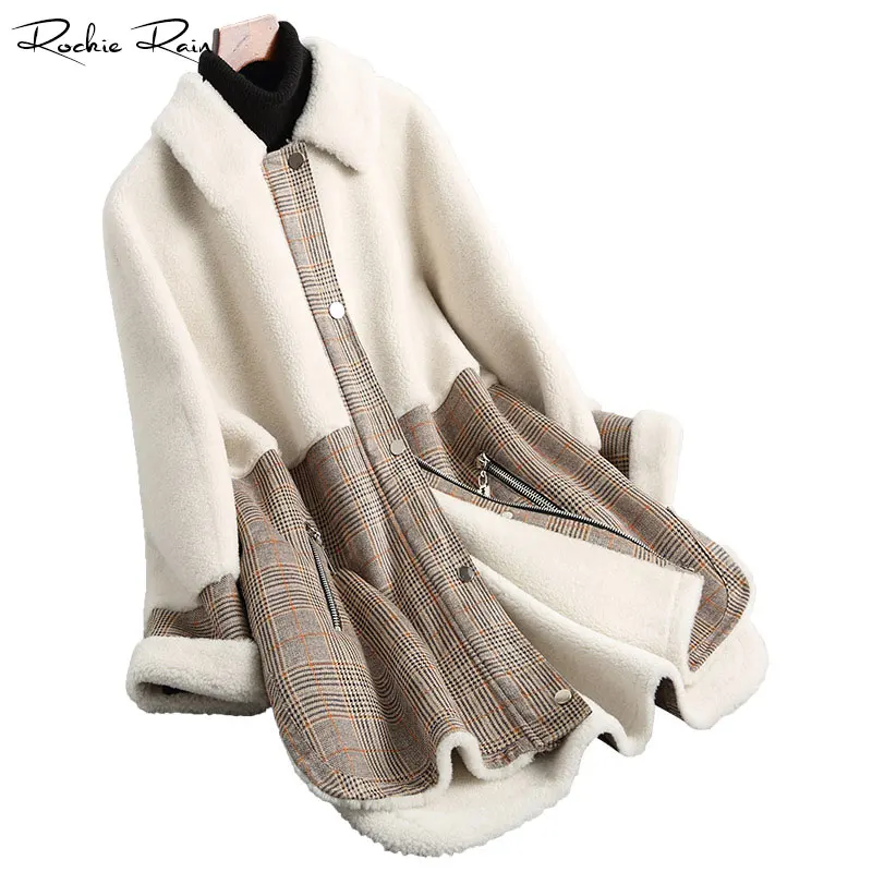 Women's Long Casual Nature Woolen Coat PU Leather Jackets
