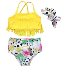 3 шт./компл., Детский милый купальник, платье с кружевом, купальники с фруктовым принтом, одежда для бассейна, костюм, купальный костюм с героями мультфильмов