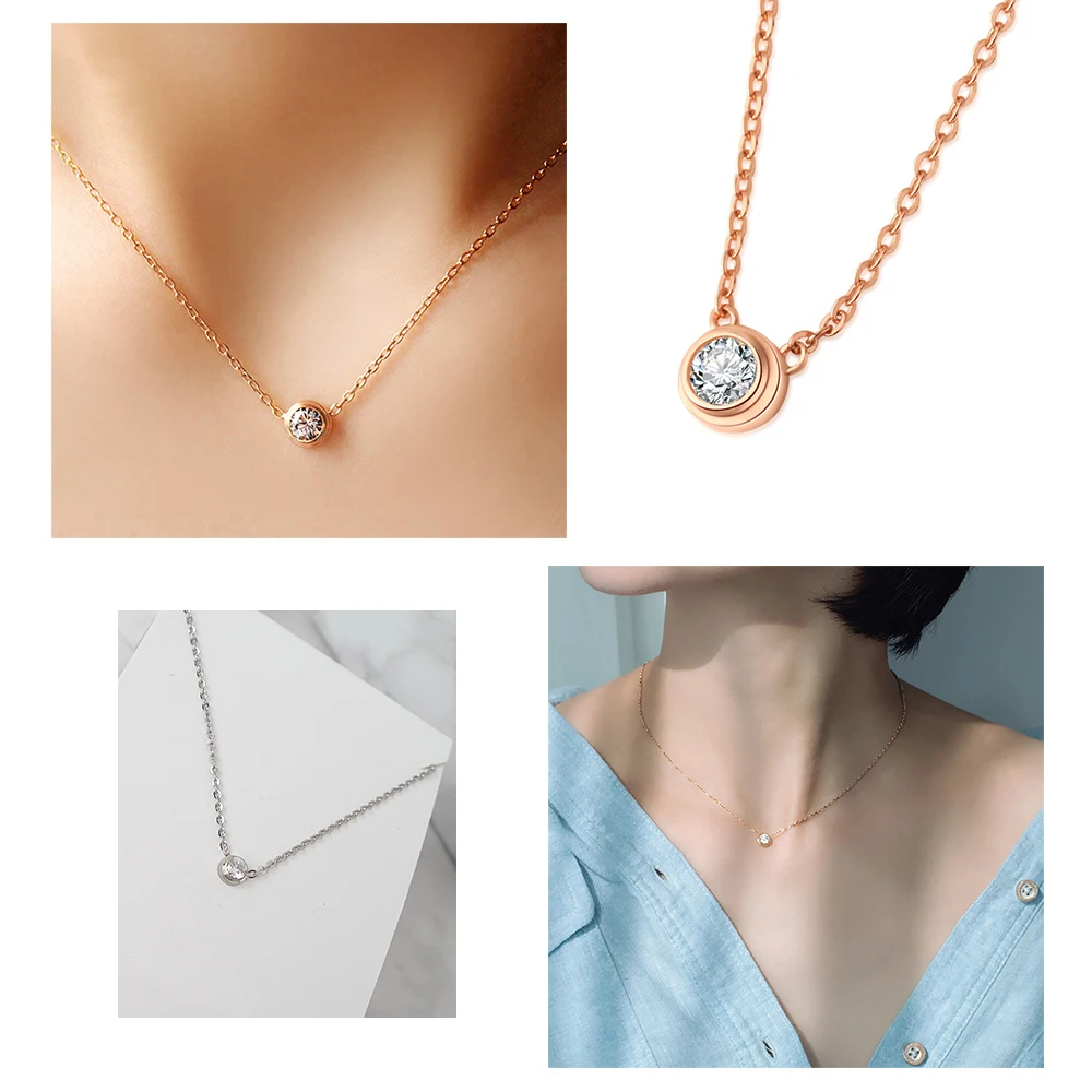 ZHOUYANG Necklaces & Pendants Jewelry For Women Silver Color Rose Gold Chain Jewellery Heart Necklace Cubic Zirconia Gift N388 - Image 5