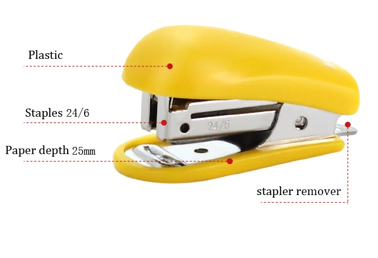 Портативный Легкий Красочный мини-степлер 24/6 скобы школьные бумажный степлер встроенный штапель для удаления офисных связующих