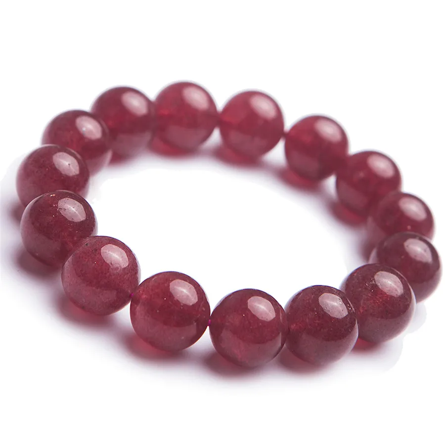 

Fashion 100% Genuine Natural Ice Strawberry Quartz Bracelet Women Lady 15mm Big Crystal Round Bead Bracelets AAAAA Drop Shipping