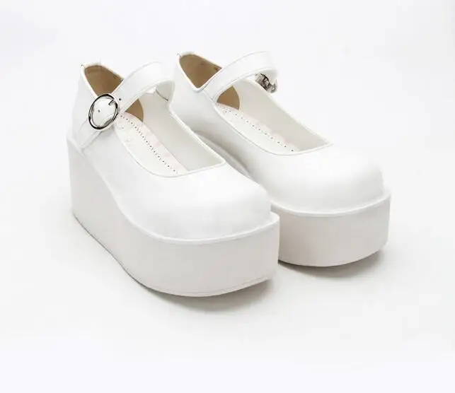 Chica Princesa Mori Partido Mujer Lolita Impresión Blanco 34 Bombas Angelical Altos Señora Cuñas Tacones 47 Zapatos Plataforma Cosplay Vestido q1OwZt