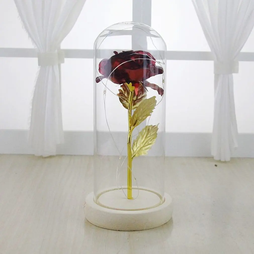 

LED Night Light With Flower in Glass Home Decoration Table Lamp for Birthday Gift Immortal Flowers Everlasting Flower