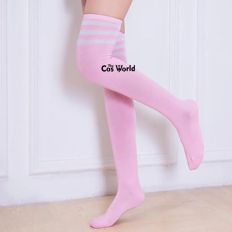 16 Colors Womens Autumn Winter Warming Stripes Stocking Over The Knee Socks Thigh Highs For Anime School Uniform