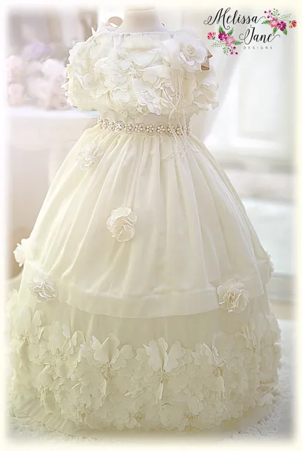 Cheap Custom Make Little Flower Girls' Dresses Flowers Ball Gown Pearls with Petticoat Little Girls Party Summer Dresses 2016