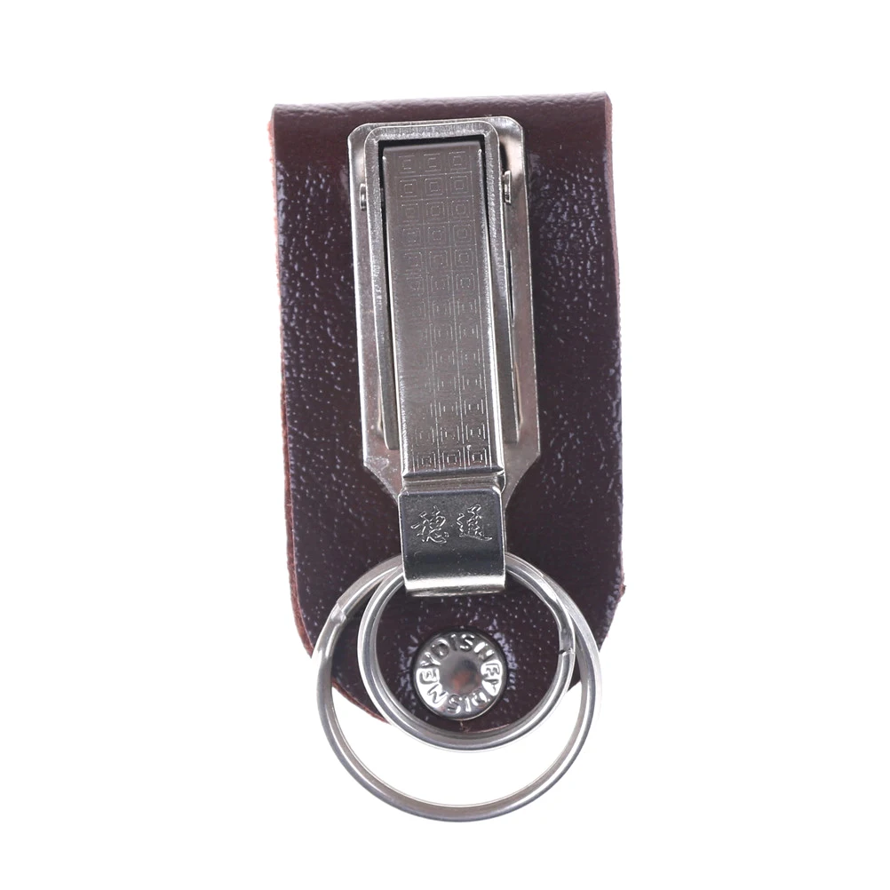 

1pc Hanging Keychain Key Ring Clip On Belt Genuine Leather Key Chain Key Holder High Quality