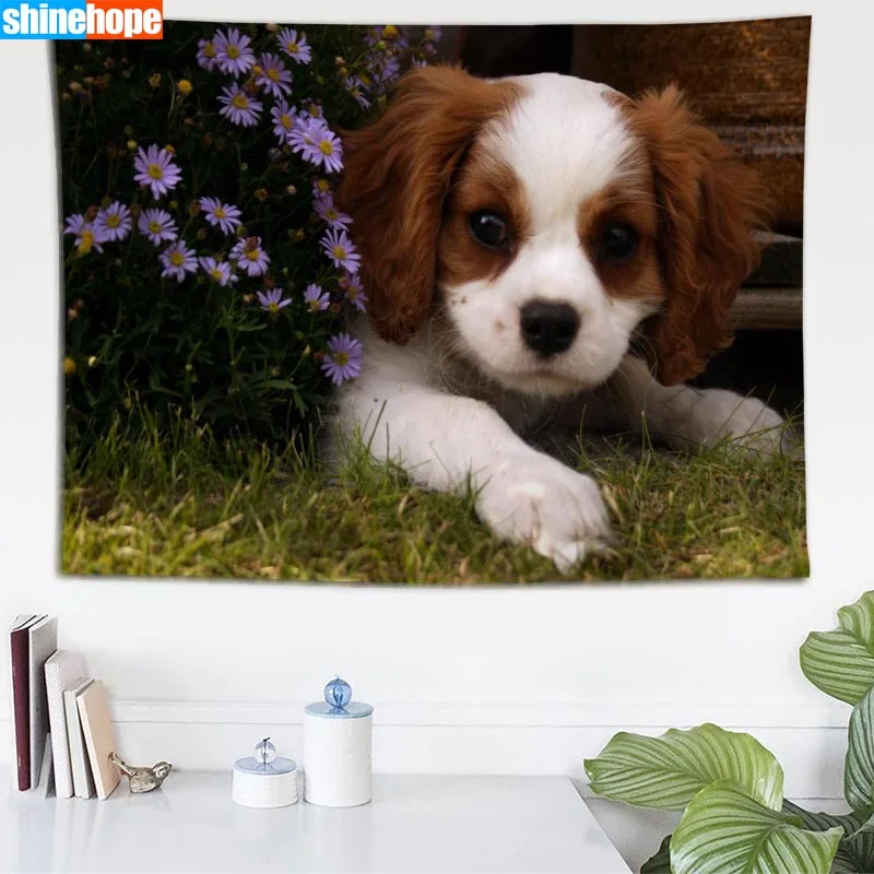 Гобелен King Charles Spaniel, собаки, настенный психоделический гобелен, домашний декор, комната, Настенный Ковер, настенное одеяло - Цвет: Tapestry 2