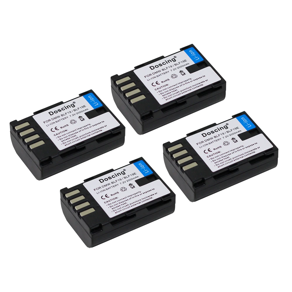 4 шт 7,2 V 2000 мА/ч, DMW-BLF19 ДМВ BLF19 BLF19 перезаряжаемая аккумуляторная батарея для цифрового фотоаппарата Panasonic Lumix DMC-GH3 DMC GH3 GH4 DMC-GH4 Камера
