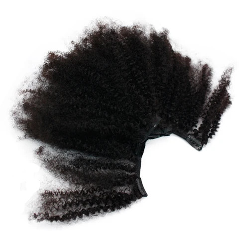 Extensões de Cabelo Grampos de Cabelo Eseewigs 4b 4c Afro Kinky Curly Clipe Ins Natural Humano Clipin 16 7 Pcs 120g Cabeça Cheia Remy Mongol