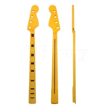 Yibuy 87x 9.5cm Maple Yellow 21 Fret Guitar Neck Fingerboard for 4 Strings JB Bass Guitar Parts