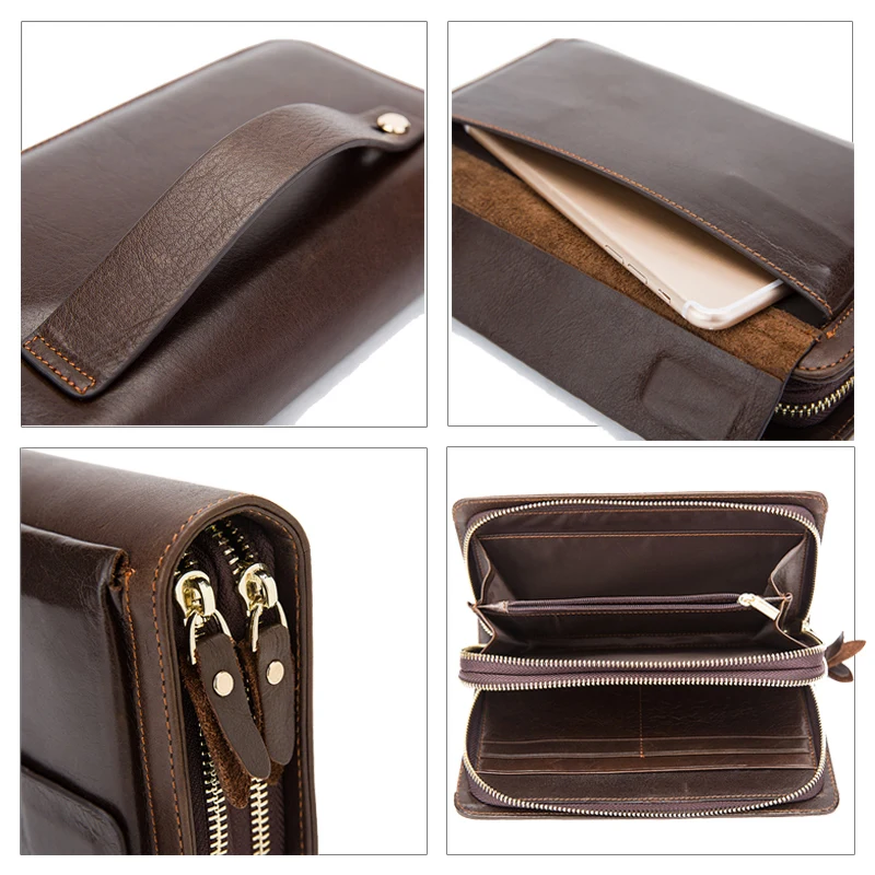 WESTAL Men's Clutch Bag Wallet Male Genuine Leather Double Zipper Men Wallet Long Phone Wallet Purse Card Holder Money Bags 9069 WESTAL Men's Clutch Bag Wallet Male Genuine Leather Double Zipper Men Wallet Long Phone Wallet Purse Card Holder Money Bags 9069