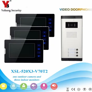 

YobangSecurity 3 Units Apartment Video Intercom 7 Inch Monitor Wired Video Doorbell Door Phone Speakphone Intercom System Kit