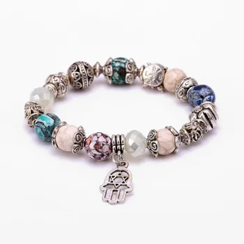 

10 Pcs Nature stone alloy Charm Bracelets & Bangles For Women Crystal Beads Bracelet Pulsera fine Jewellery with hand Gift