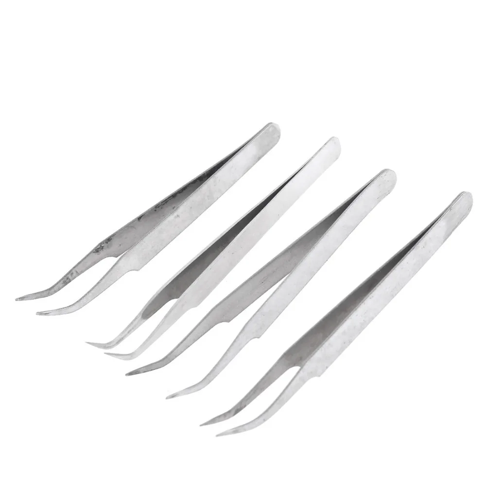 Uxcell 4 Pcs Silver Tone Bended Nose Pointed Stainless Steel Curved