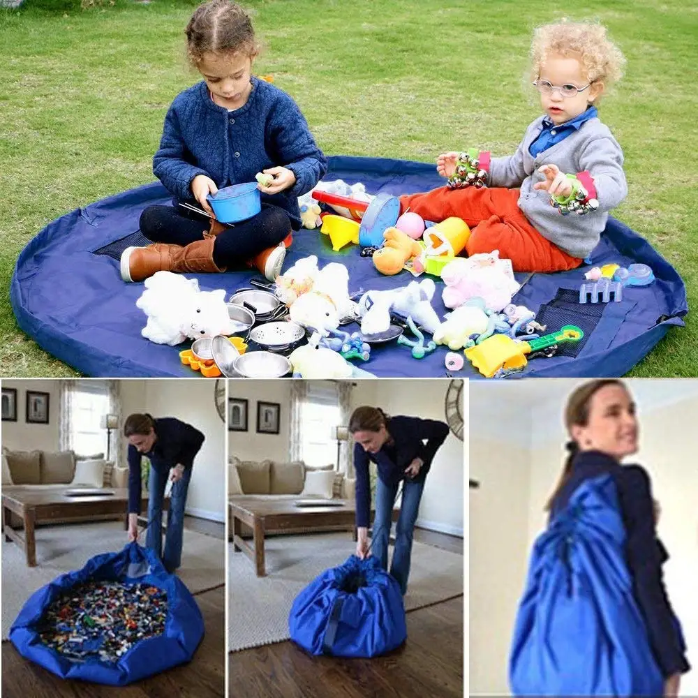

1PC Portable Kids Toy Storage Bag Play Mat Blanket Rug Large Capacity Storage Bag for Lego Toys Organizer Picnic Outdoor Bag