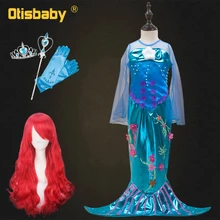 Children Little Mermaid Ariel Dress Long Flutter Sleeve Girl Mermaid Tails Dresses Princess Ariel Halloween Costume for Girls summer the little mermaid ariel kids girl dresses princess cosplay halloween costume girls dress