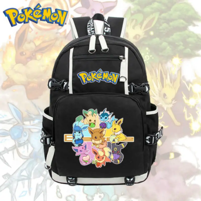 Anime Pokemon Eevee Backpack Cosplay Pikachu Shoulder Laptop Bags