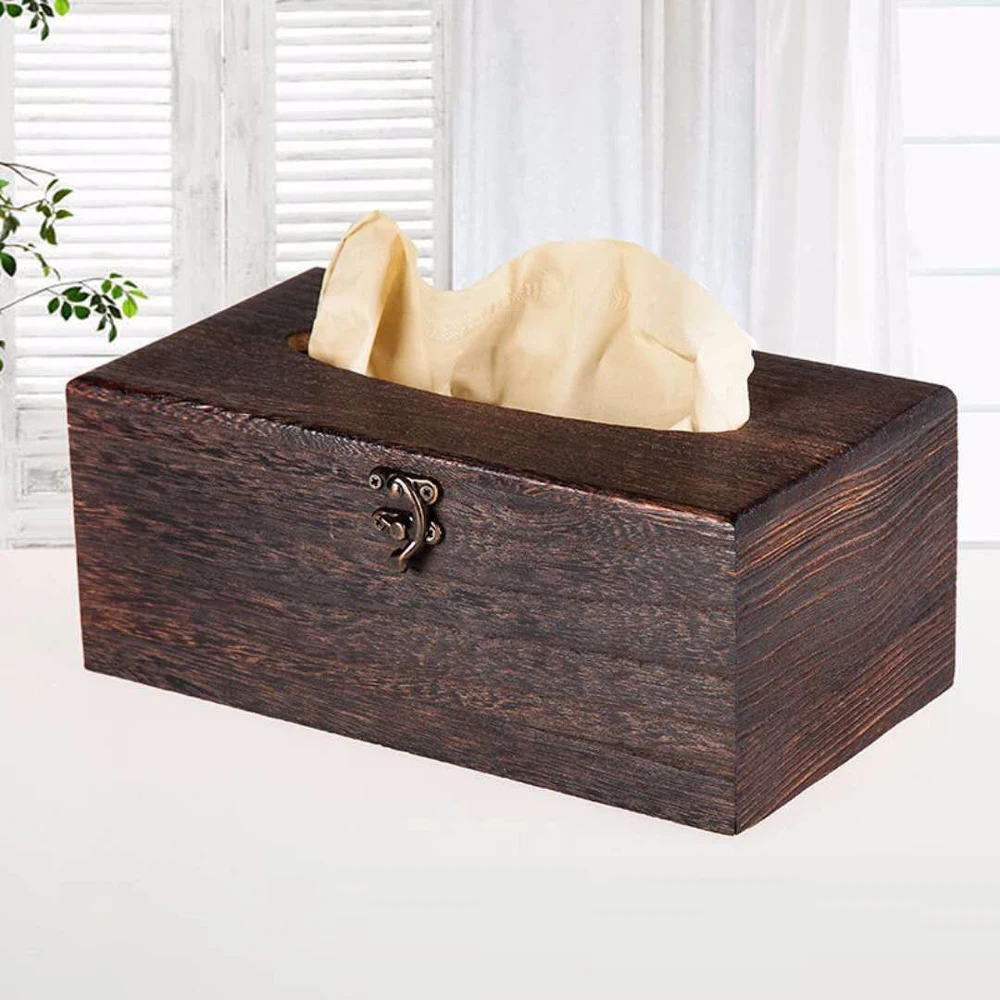 

Tissue Box High-grade Vintage Burned Wooden Drawer Box Bar Restaurant Napkin Holder Case Rectangle Square wx11081431