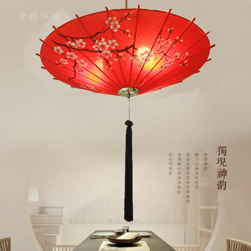 

restaurant bookstore clothing Chinese umbrella pendant lights classical living store red cloth lighting pendant lamps ZS166