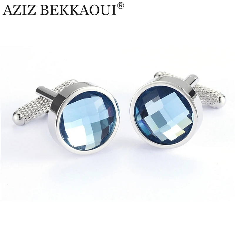 Blue Crystal Cufflinks For Mens Fashion Brand Cufflink High Quality