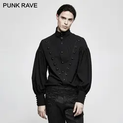 Панк рейв Готический мужской великолепный складной длинный фонарь рукав блузка Мужская стимпанк винтажное платье рубашка в полоску