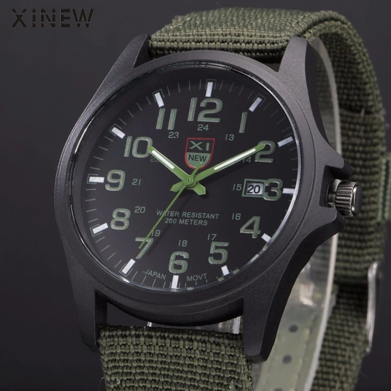 

XINEW Brand Fashion Men Sport Watches Mens Quartz Hour Date Clock Man Military Army Waterproof Wrist Watch Kol Saat Erkekle Gift