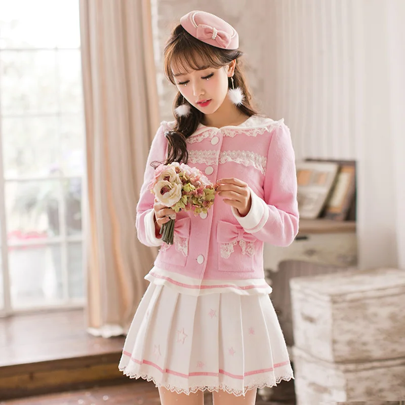 

Candy Rain 2019 Korean Style High Quality Pink Turn-down Collar Women Short Jacket Free Shipping C16CD6201
