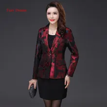 Fairy Dreams Women Blazers Red Golden Coat Formal Jacket 2017 Hot Sale New Style Spring Autumn