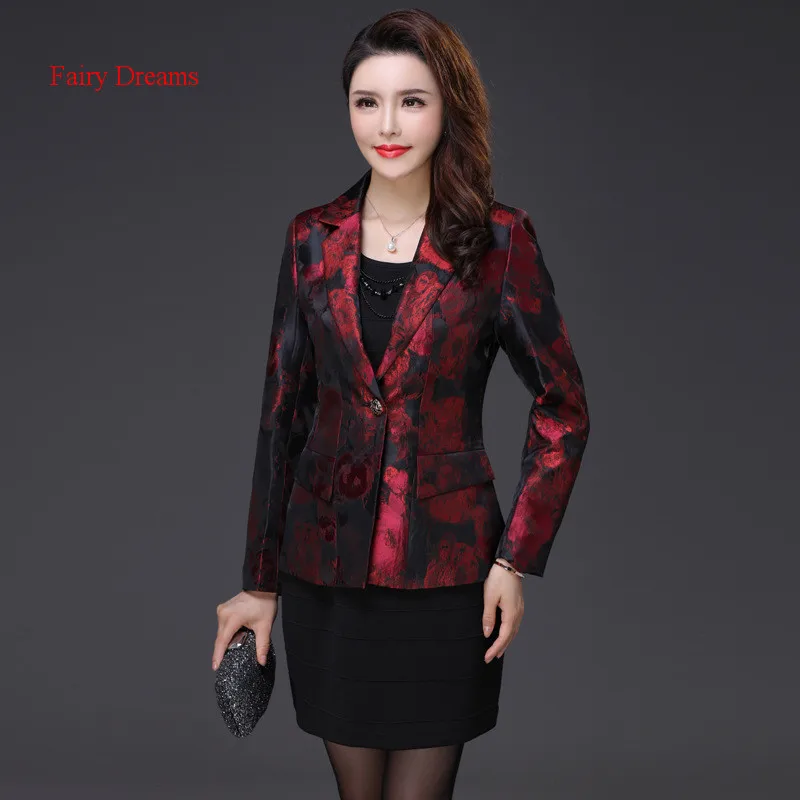 Fairy Dreams font b Women b font Blazers Red Golden Coat Formal font b Jacket b