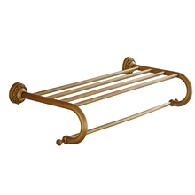 Maddica 62*26cm 4 Rod fijo Toallero de baño para cuarto de baño Toallero de Metal bronce Toallero de latón Vintage