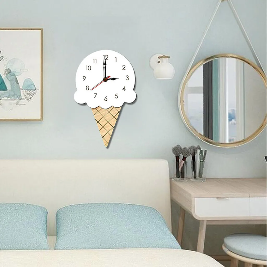 Новые высококачественные настенные часы в скандинавском стиле с мороженым, бесшумные деревянные часы для дома, гостиной, настенные часы, reloj de pared