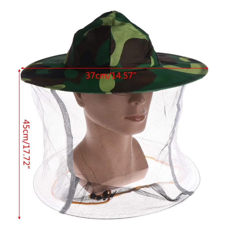 

Multi-function Bee Hat Beekeeping Camouflage Net Head Face Protector Mosquito Cap Midge Fly Bug Insect Bee Hat with Net Mesh