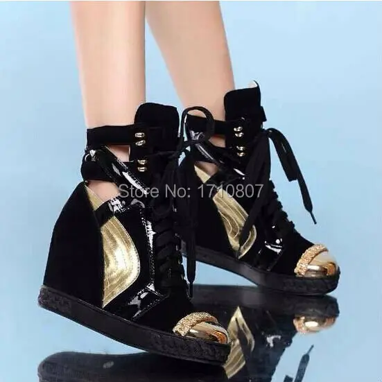 2016 Замши Зима Осень Клин Высота Увеличение Женщины Мода Повседневная Обувь