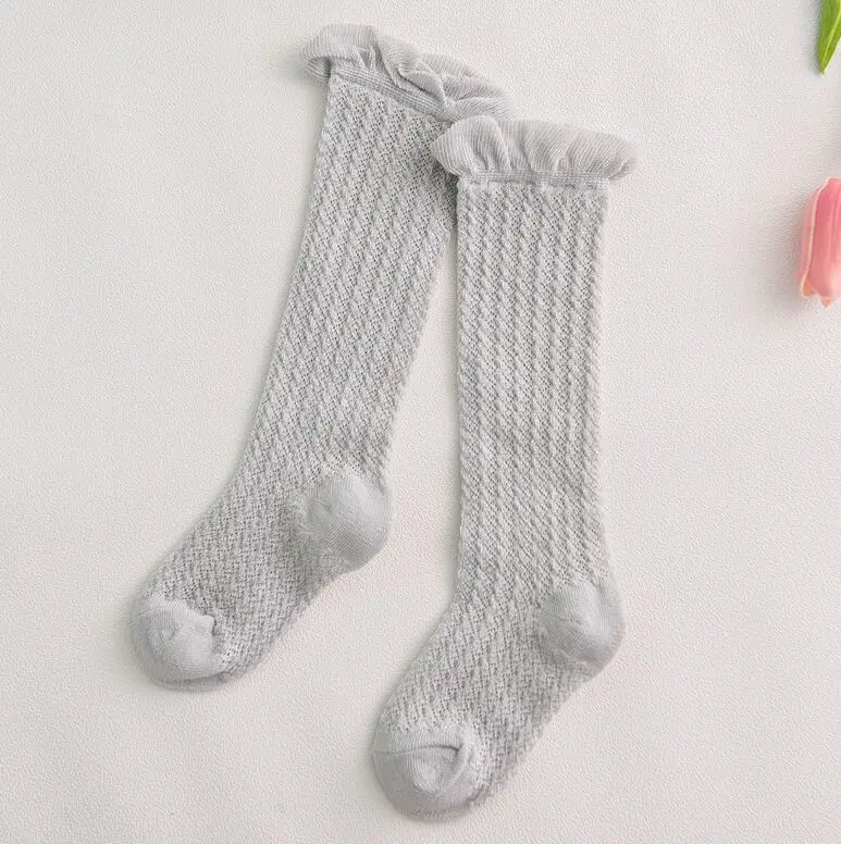 Низкая Скидка! Детские носки с вентиляцией на лето и весну, Детские гольфы для маленьких девочек, белая одежда, аксессуары, носки - Цвет: Gray Socks