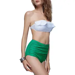 Новинка 2017 года Для женщин пикантные летний комплект пуш-ап b зеленый waistandeau Белый Топ и высокая нижняя beachswimming одежда