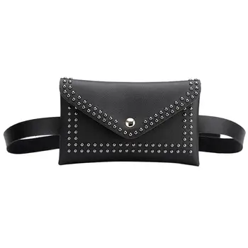 

Fashion Women Belt Bags Solid Color Rivet Shoulder Waist Bags Women PU Leather Fanny Packs Casual Purse Wallet Chest Belt Bag