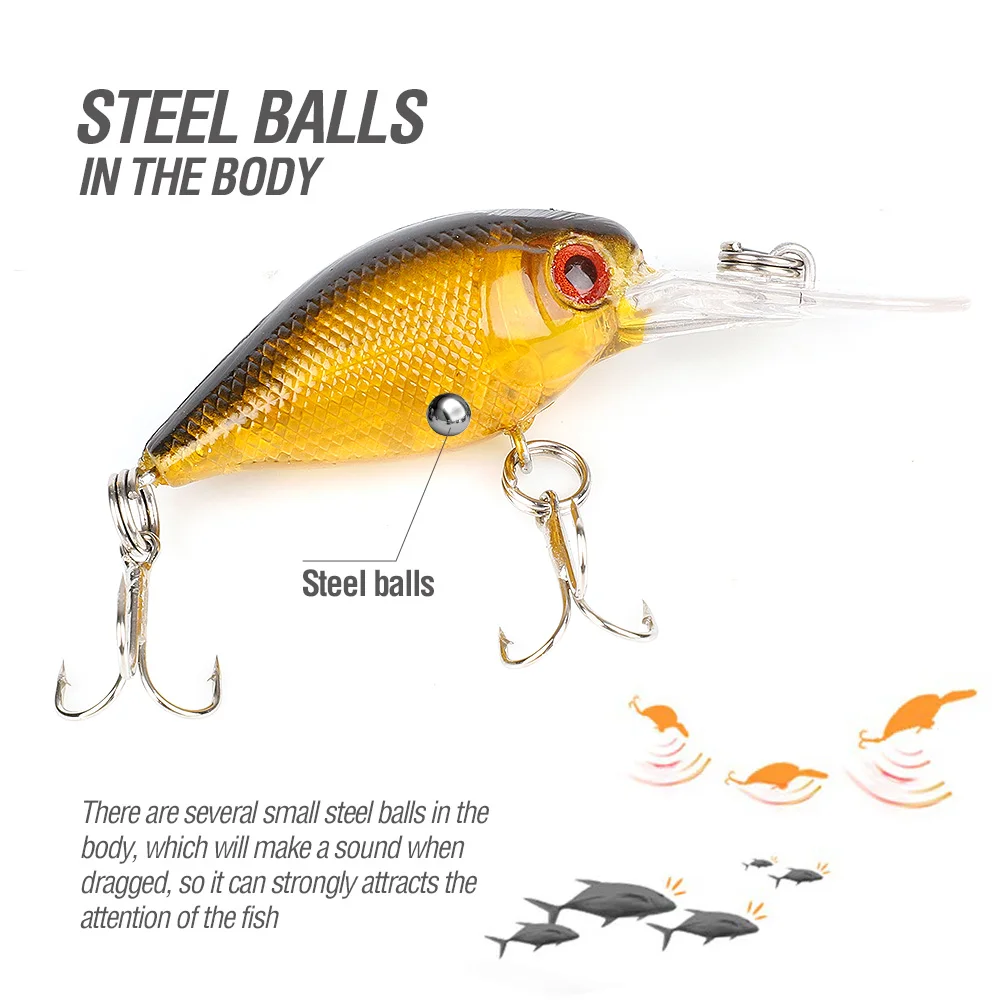 DONQL 2PCS Crank Hard Fishing Lure Minnow Wobblers Artificial Lifelike Plastic Crankbait Treble Hook Fish Tackle Lure Topwater主图06 (2)