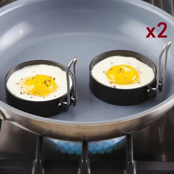 

Free Shipping Supreme Set of 2 Egg Ring Round Metal Stainless Steel NonStick Form Mold Breakfast Sandwich(00236)